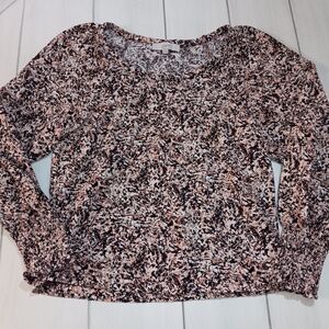 Women's Medium Loft Multicolor Abstract/Floral Patterned Top w/ Balloon Sleeves